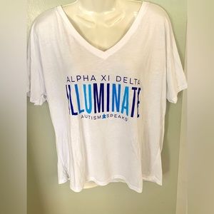 Alpha Xi Delta College Sorority Cropped Tee T-shirt Top white blue Women’s L 10